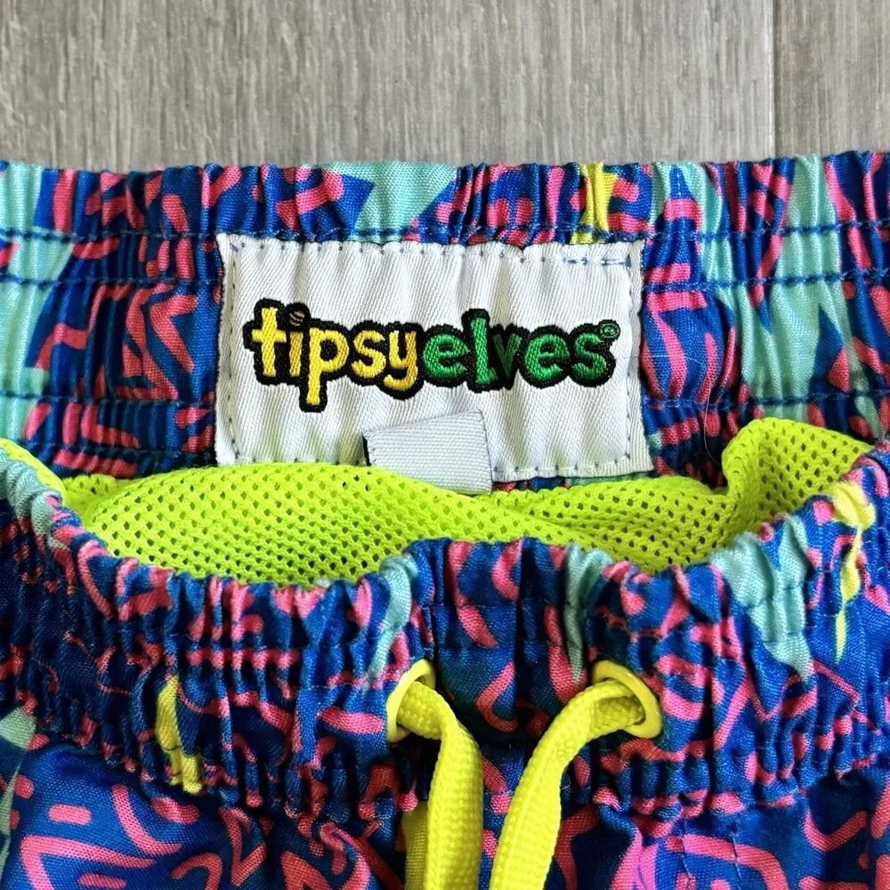 Tipsy Elves Swim Trunks Shorts Men's Size Medium Geometric Retro Swimming Beach